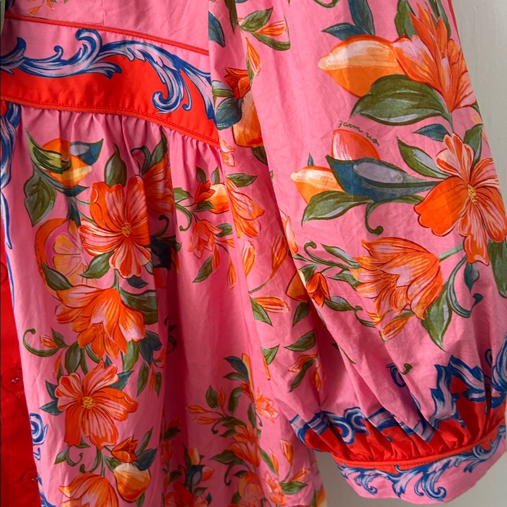 FARM Rio Sicily Flowers Orange & Pink Floral Cotton Dress - Picture 9 of 9